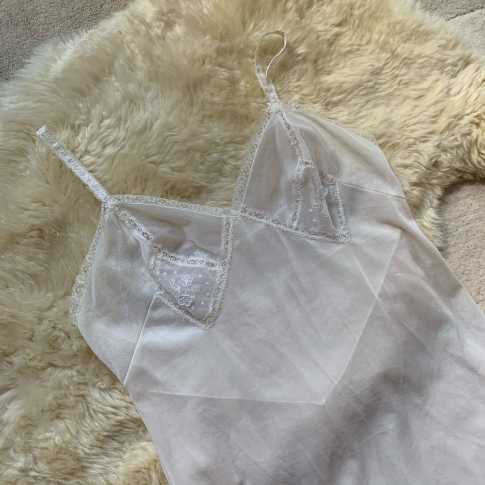 Vintage Lace Lingerie Fitted White Slip Dress S/M - Picture 3 of 11